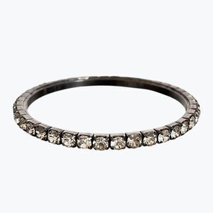 Gunmetal Rhinestone Bangle Bracelet Bling Punk Goth Biker Stackable Jewelry